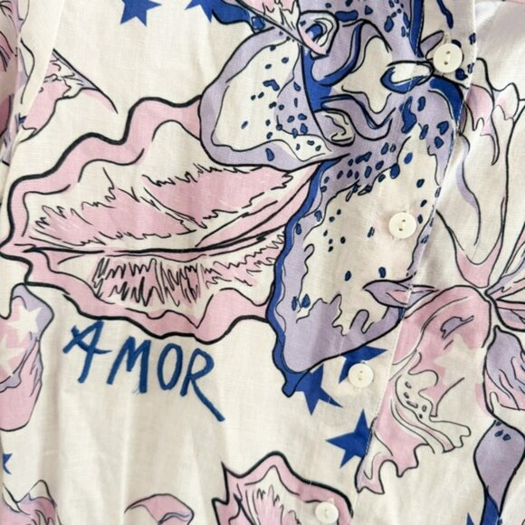 NEW Las Surenas Purple Amor Linen Shirt Dress XS - Picture 5 of 9